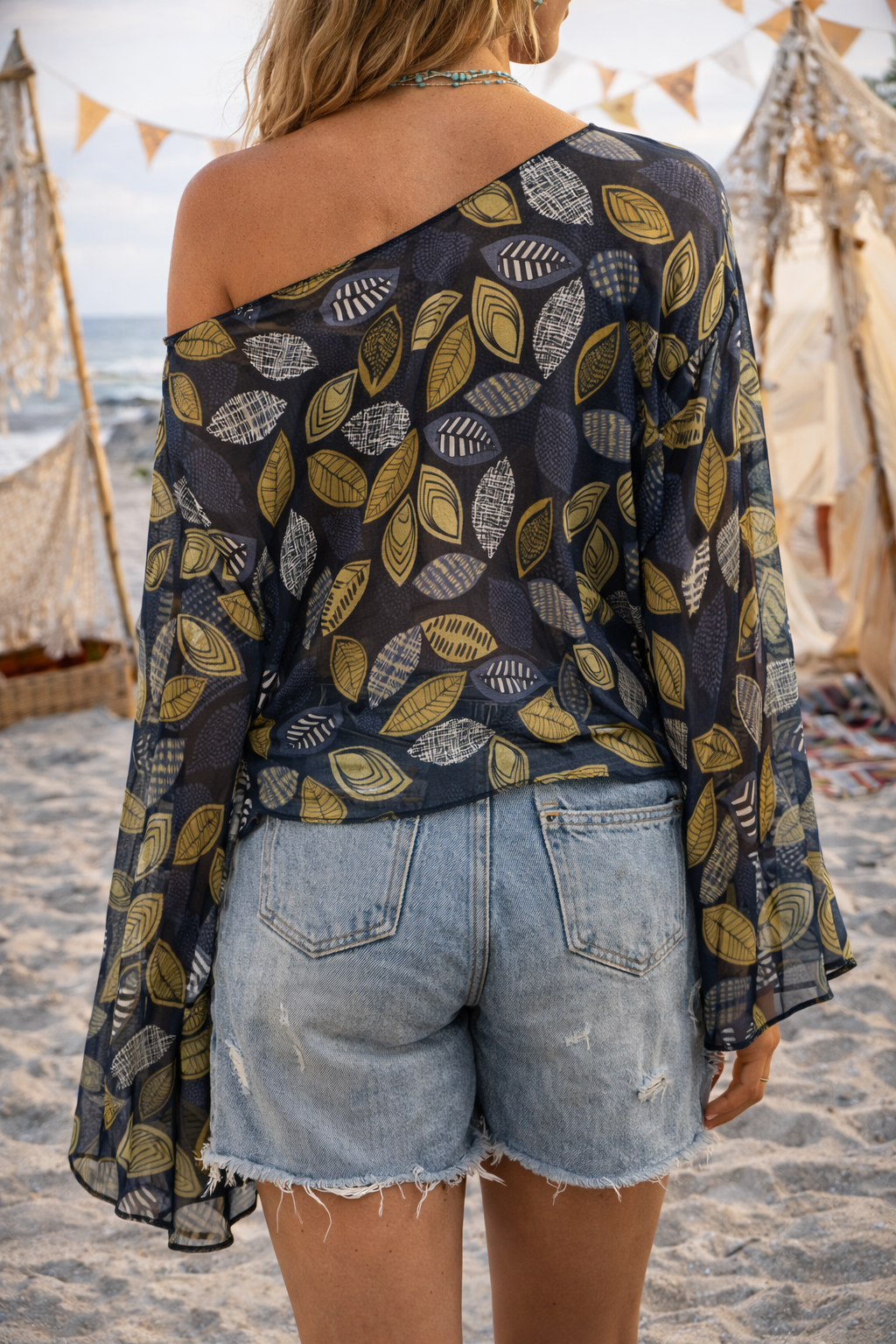 Indigo Fern - Bell sleeve top
