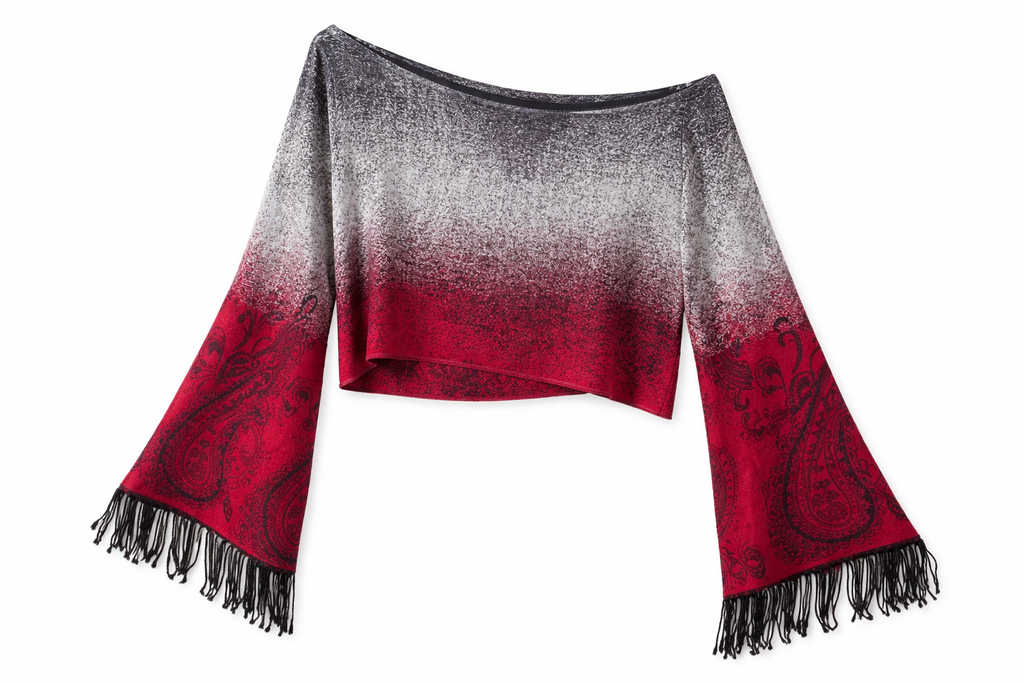 Ember Fade - Fringe crop top