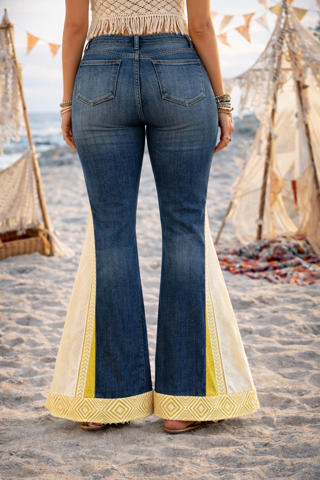Fern and Tide - Up-cycled boho flared jeans