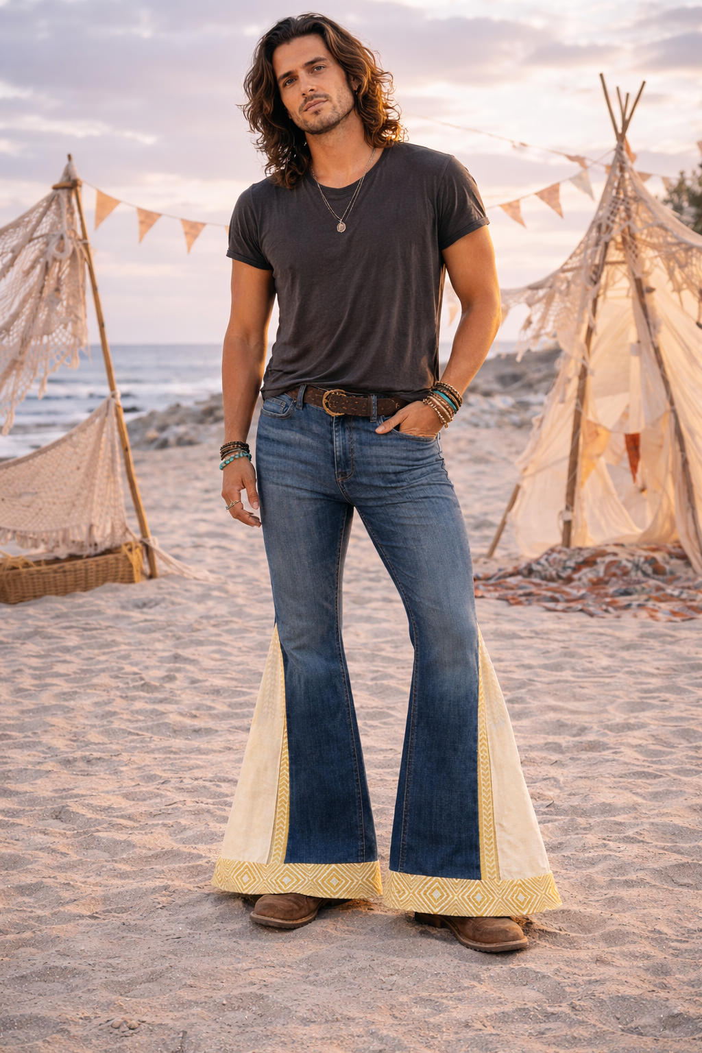 Fern and Tide - Up-cycled boho flared jeans